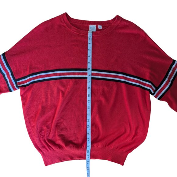 Simons Red Oversized Long Sleeve Sweater with Lined Detail Women Large - Picture 7 of 11